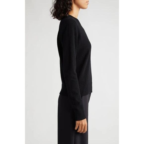 NWOT Vince Classic Crewneck Cashmere Sweater In Black Size Small - Picture 2 of 13